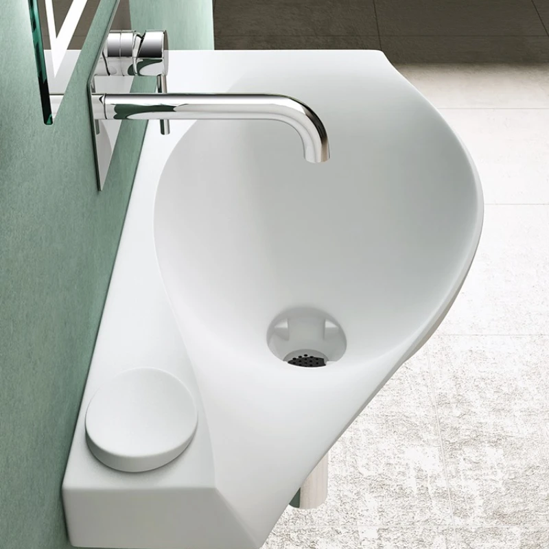 Art hand wash narrow basin artificial stone integrated wall-mounted washbasin bathroom wall-mounted basin