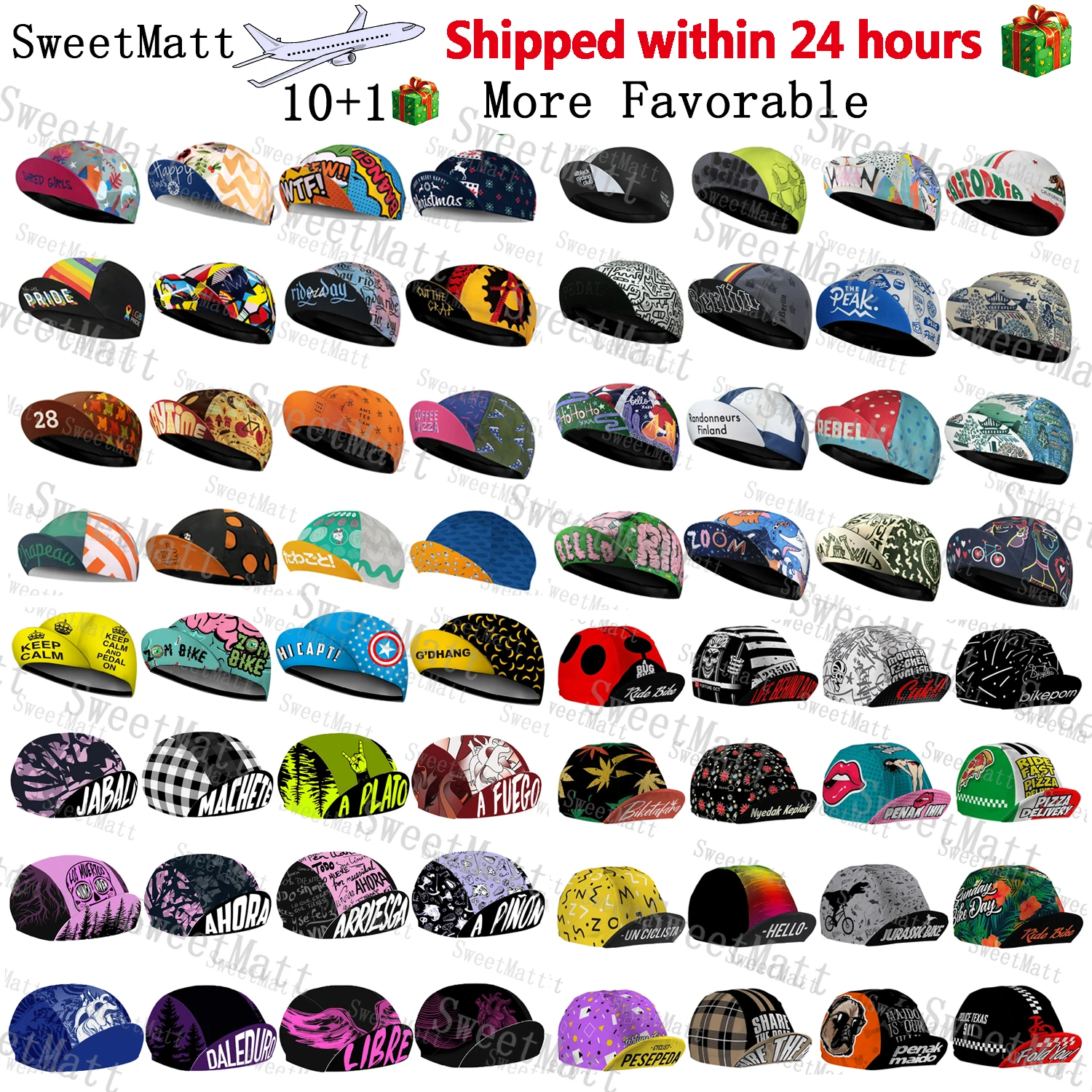 Sweetmatt Classic Retro Polyester Cycling Caps Pack of 10 Quick Dry Breathable Bike Hat Summer Bicycle Sports Balaclava Unisex