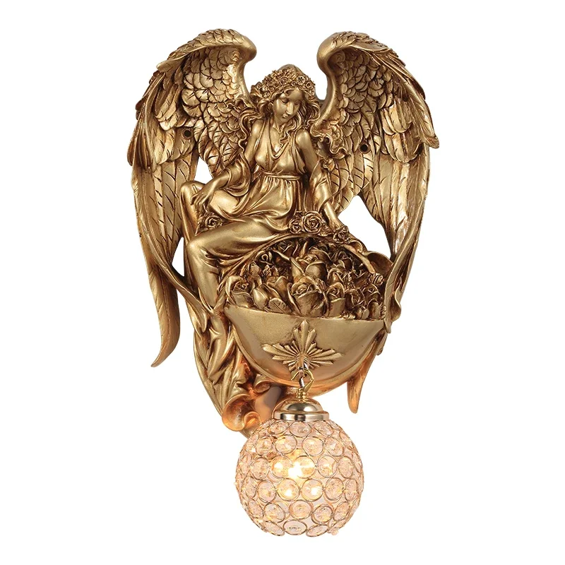 European Angel wall lamp living room background wall bedroom aisle corridor American Creative bedside decoration Hotel lamp