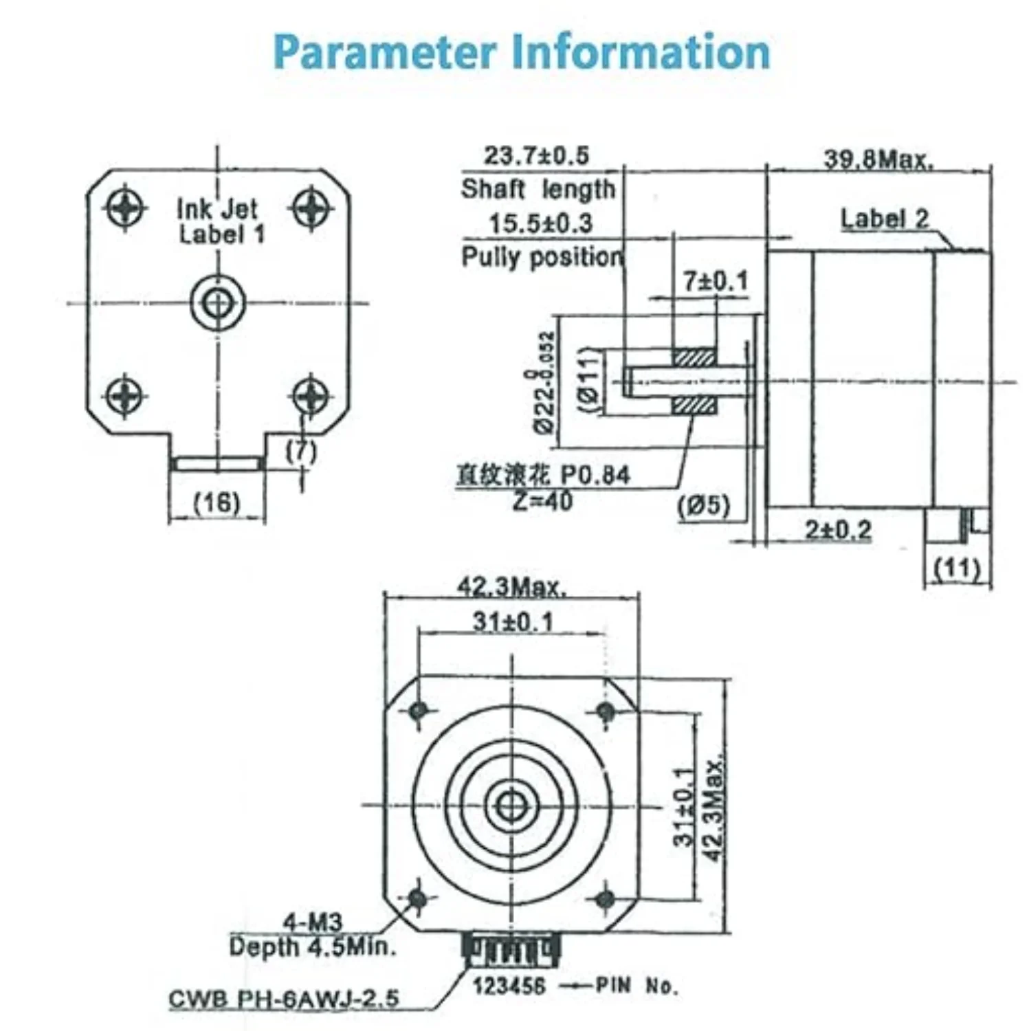 Motor de passo Creality42-40 com engrenagem extrusora, para extrusora de impressora 3D, compatível com eixo Ender3/Ender5/CR-10 Impressora 3D