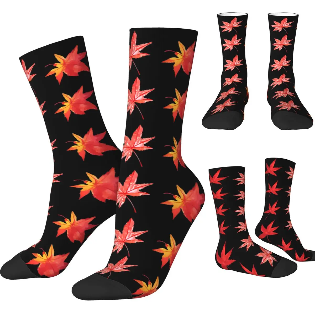 Maple Leaves Socks autumn Vintage Stockings Winter Anti-Slip Men's Socks Medium Soft Graphic Outdoor Socks