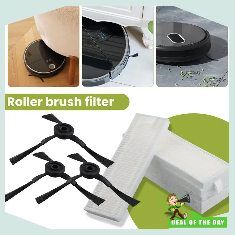 24-Hour Delivery 13Pcs Roller Brush Filter Side Brush Replacement Parts For Qihoo 360 S10 X100 Max Robotic Vacuum Cleaner