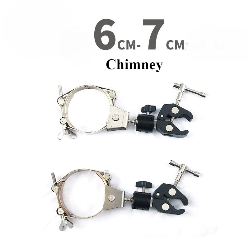 Outdoor Camping Chimney Fixed Bracket Chimney Holder Fixed Clip Side Exit Bracket Firewood Stove Chimney Tool Free Installation
