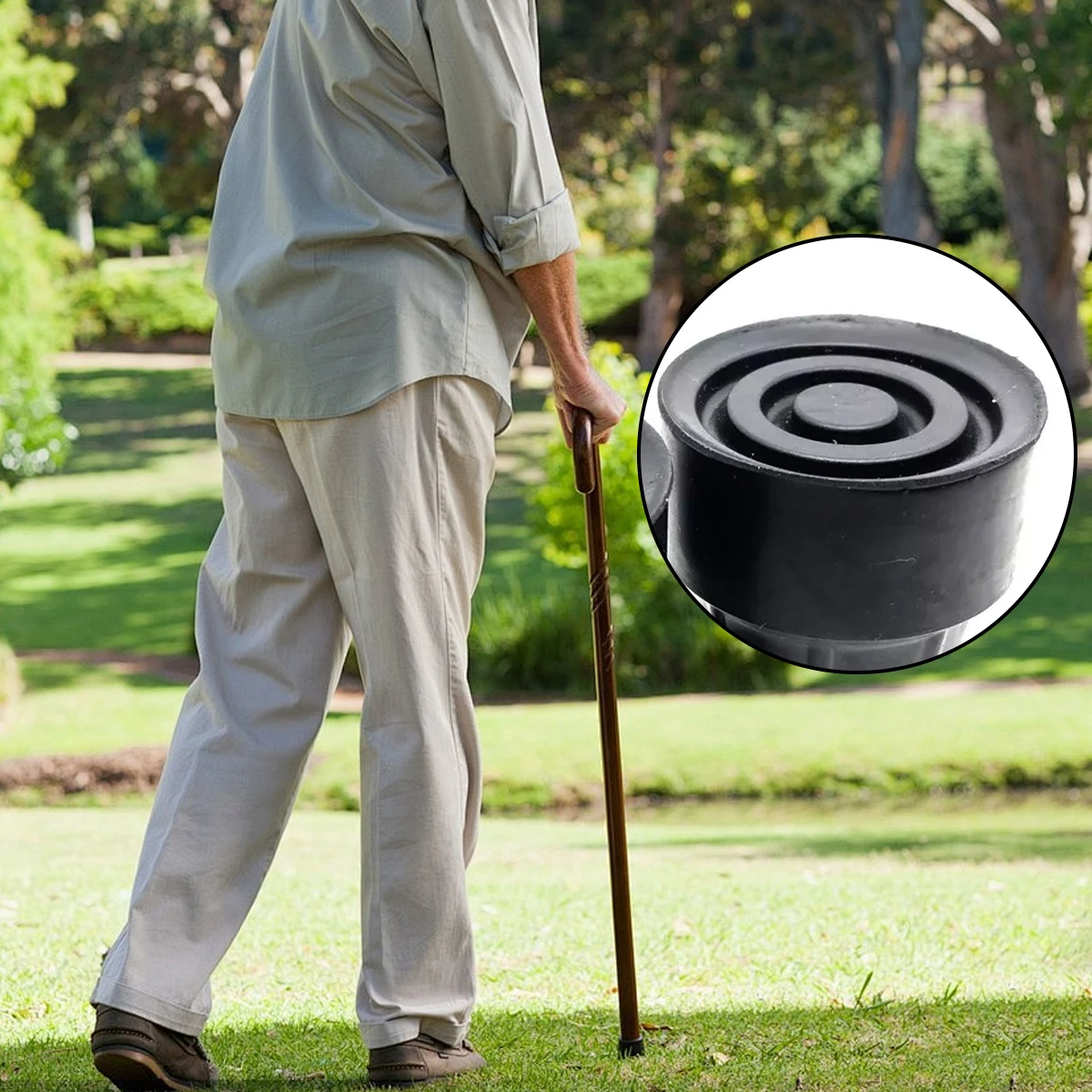 

2Pcs Extra-Heavy Metal Washers Paired with Rubber Ferrules Fit for 19mm Cane's Rubber Walking Stick Tips