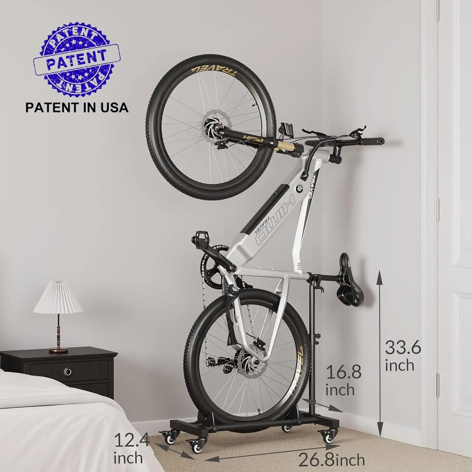STLF ارتفاع قابل للتعديل حامل دراجة داخلي قائم بذاته رف أرضي عمودي مستقيم لعجلات 29 بوصة لاستخدام المرآب #5