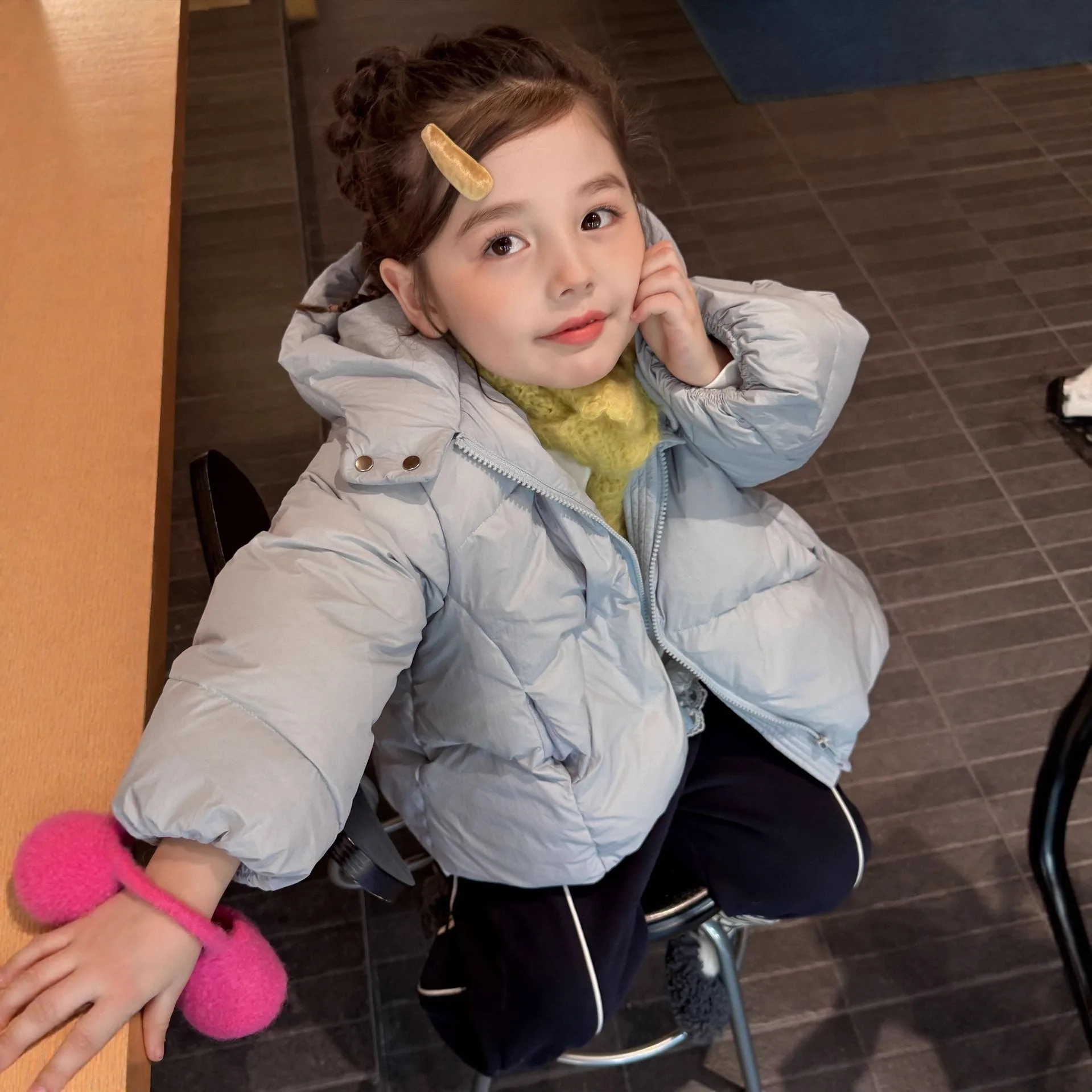 

Kids Clothes Down Jackets Winter New Style Solid-color Simple Hooded White Down Jacket with Dust-proof and Wind-proof Properties