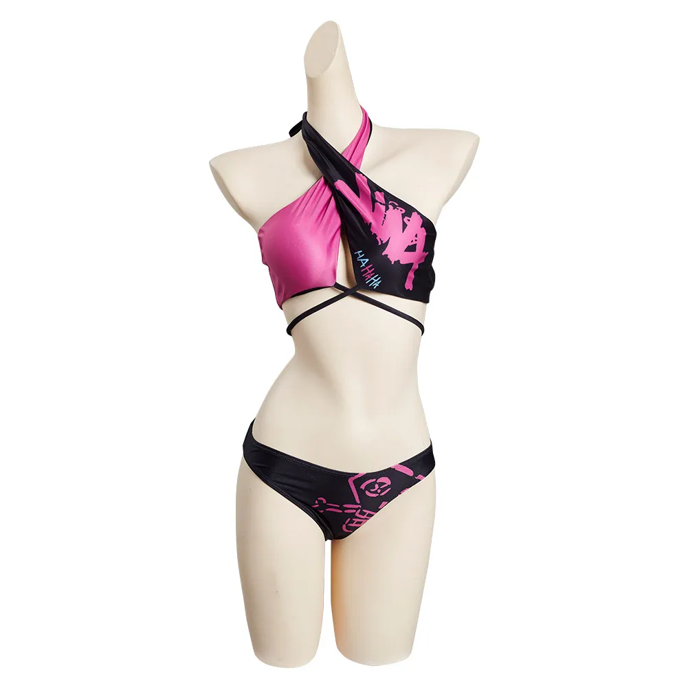 Cosplay Jinx Arcane Bikini Swimwear Women Costume Game LoL Adult Fantasia Swimsuit Roleplay Outfits Halloween Carnival Suit
