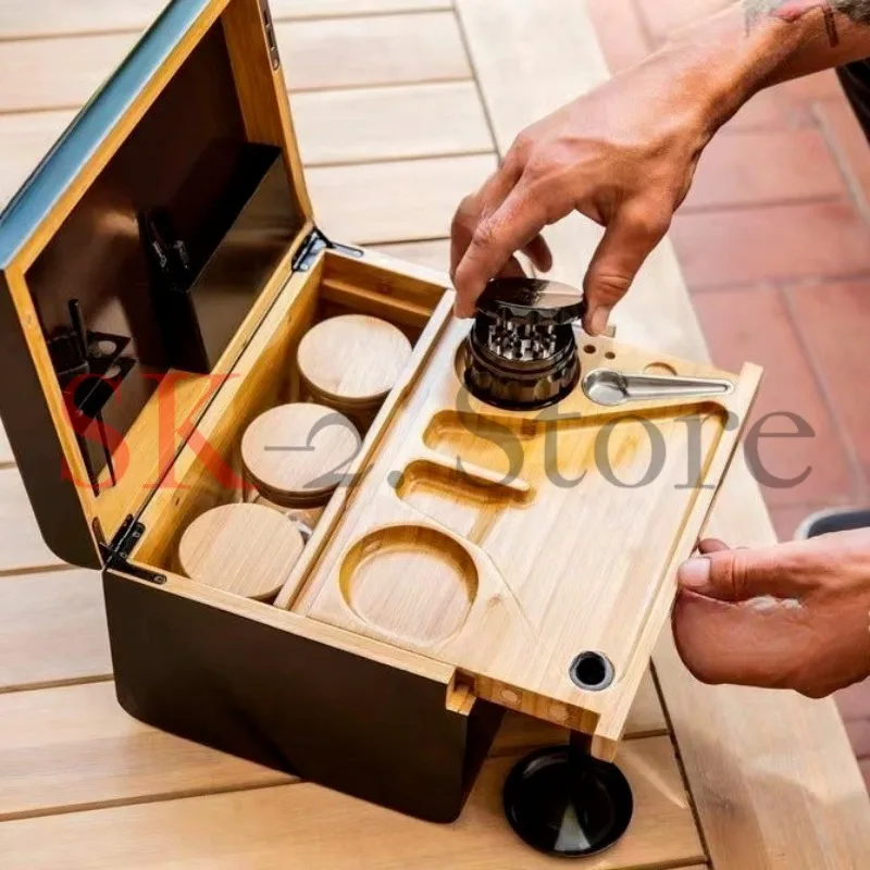 Bamboo Storage Box With Lock Candy Storage Box Movable Tray Tea Cigarettes Operationed Trays