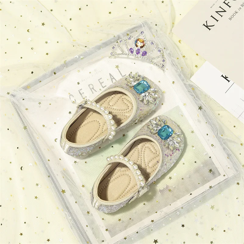 

Туфли с кристаллами, детская мода, новые туфли Мэри Джейн на липучке со стразами для девочек, вечерние, свадебные, элегантные милые туфли принцессы