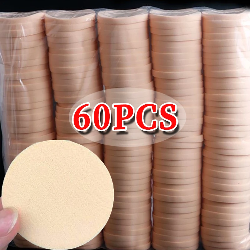 60PCS Cosmetic Powder Puffs Makeup Sponge Face Cleaning Sponges Soft Makeup Dry and Wet Dual Use Foundation Puffs Beauty Tools