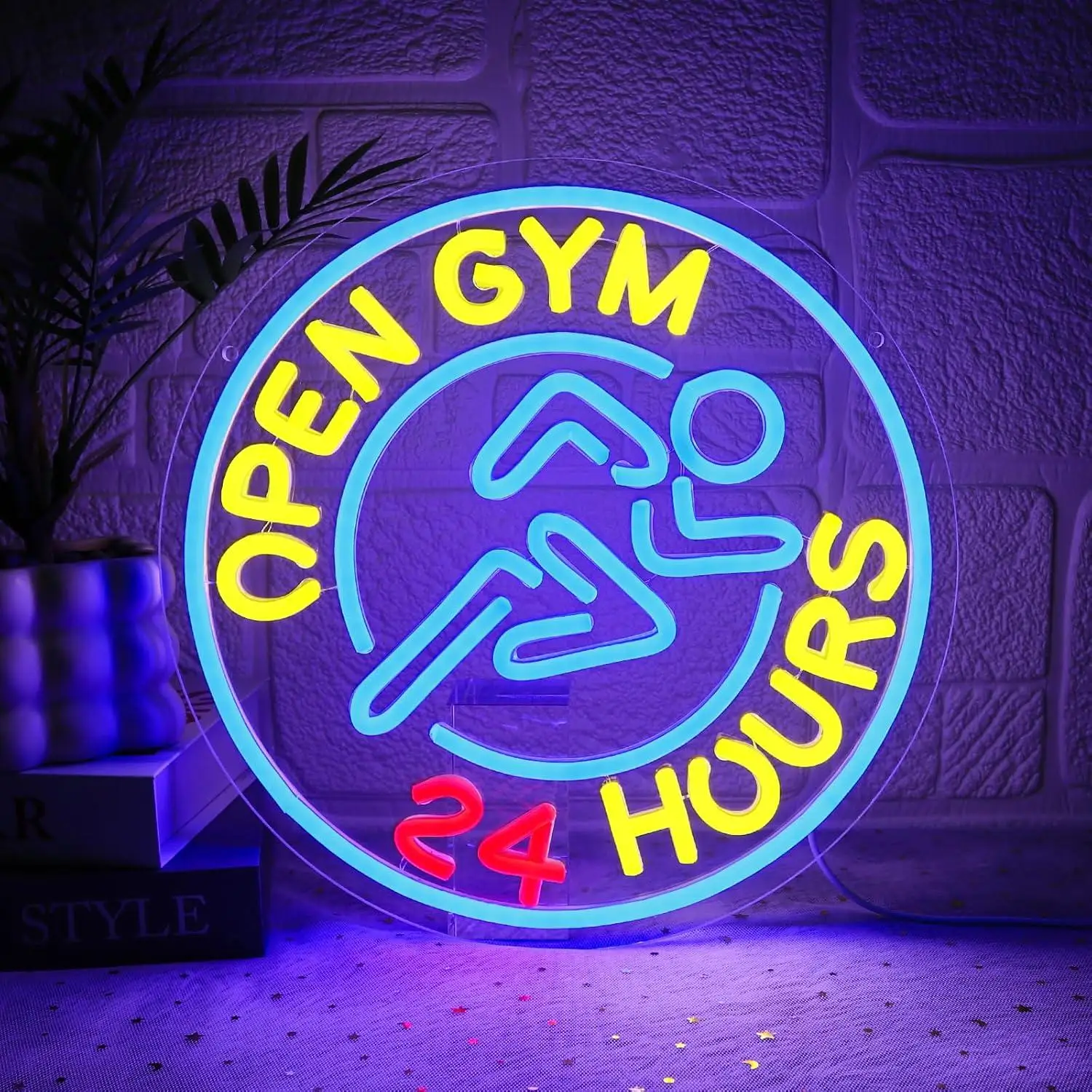 Open 24 Hrs Neon Sign USB Dimmab LED Lights for Gym Fitness Club Business Sports Room Bar Party Decoration Room Accessories