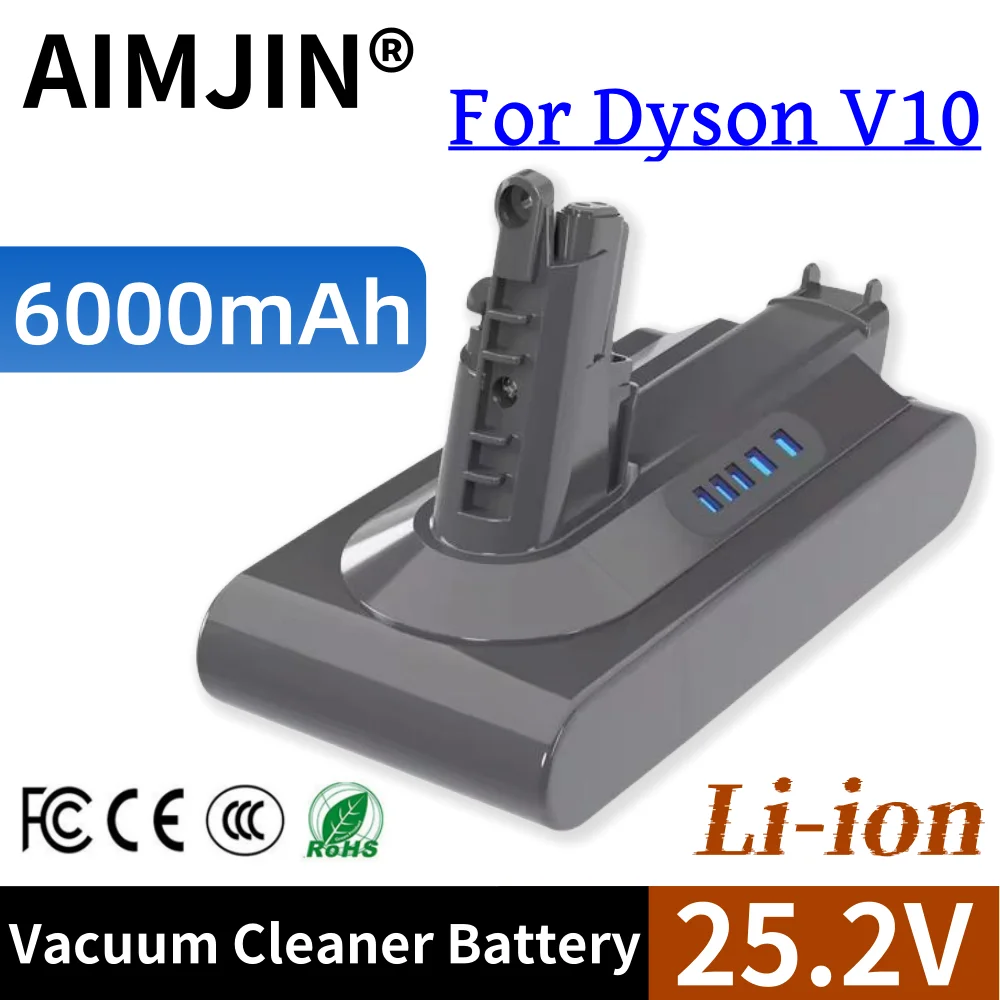 100% New 25.2V 6000mAh Lithium Ion Battery For Dyson V10 Vacuum Cleaner Battery Handheld Vacuum Cleaner Spare Battery