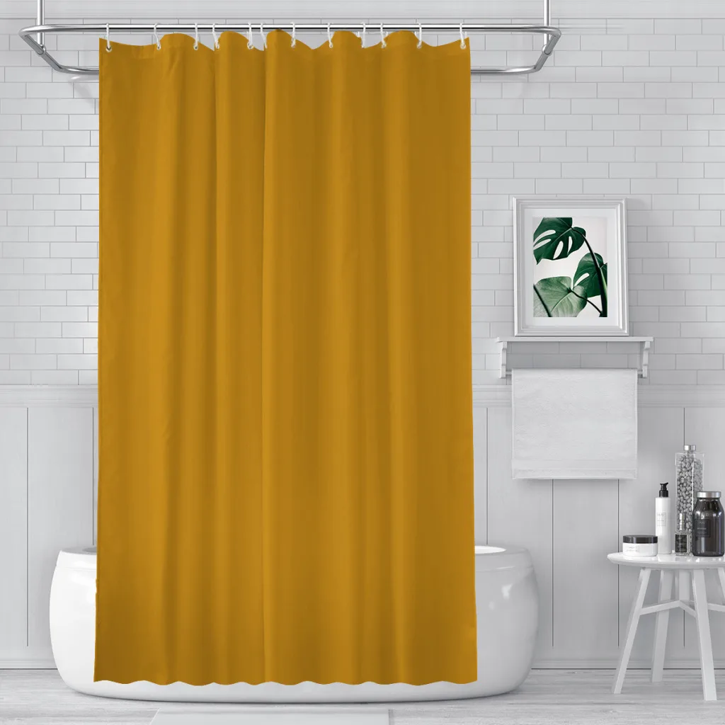 Best Seller Golden Mustard Yellow Solid Color Pairs with Sherwin Williams Auric Gold SW 6692 Shower Curtain