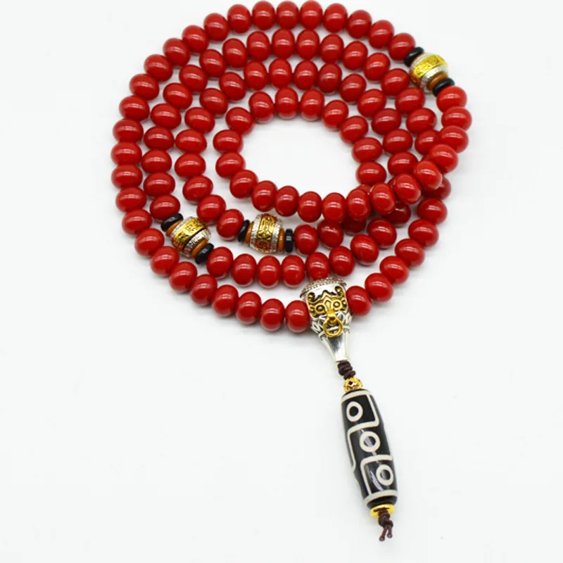 

Factory Wholesale Carmine Abacus Beads Bodhi Root108Dzi Bead Neck Hanging Buddha Beads Bracelet