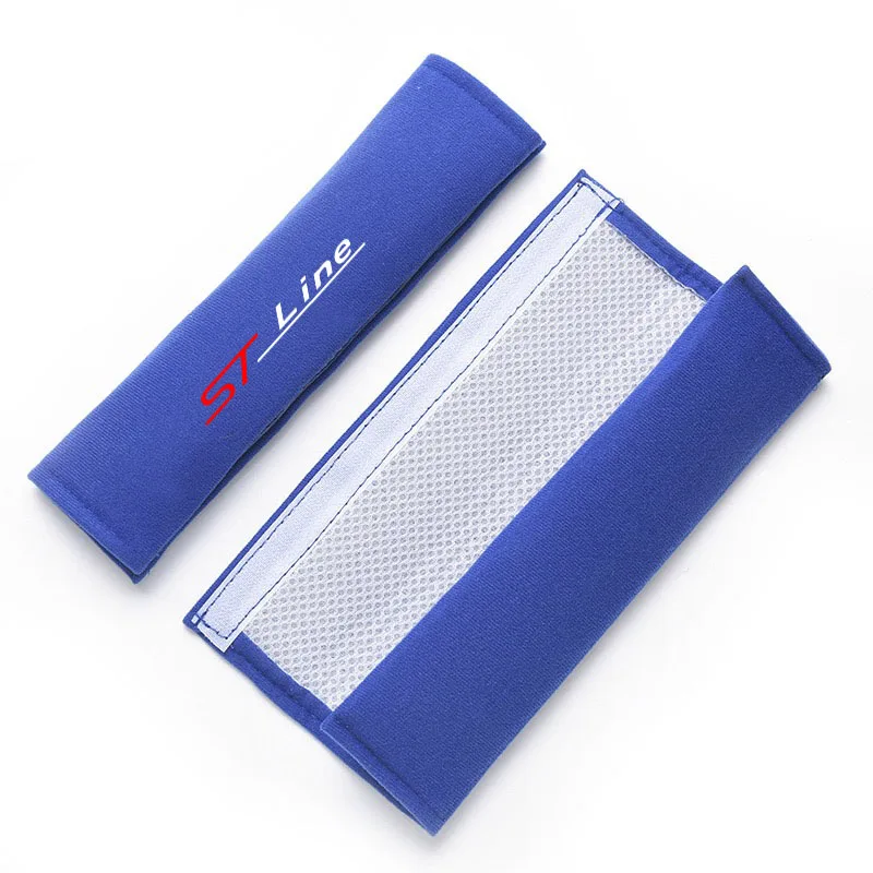2PCS Car Seat Belt Cover Shoulder Protector Pad for Fiesta ST Mondeo Fusion Escape Edge Kuga ST LINE Auto Accessories