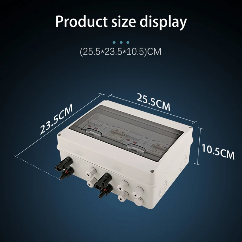 Solar photovoltaic PV Distribution Box With Lightning Protection 2 input 2 out DC 600V Fuse MCB SPD Waterproof IP65 Combiner Box