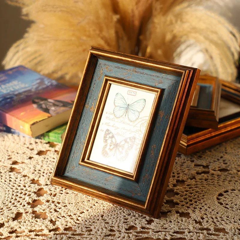 American Retro Small Photo Frame Set ，Horizontal and Vertical Creative  6 7 8 10 Inches， Golden Picture Frame