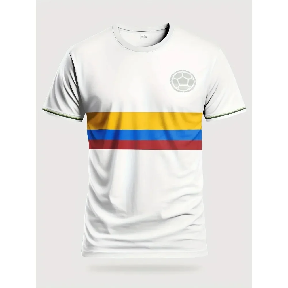 3D Colombia Men's Football Shirt Comfortable and Breathable Sport T-shirts Outdoor Training and Leisure Versatile Tops