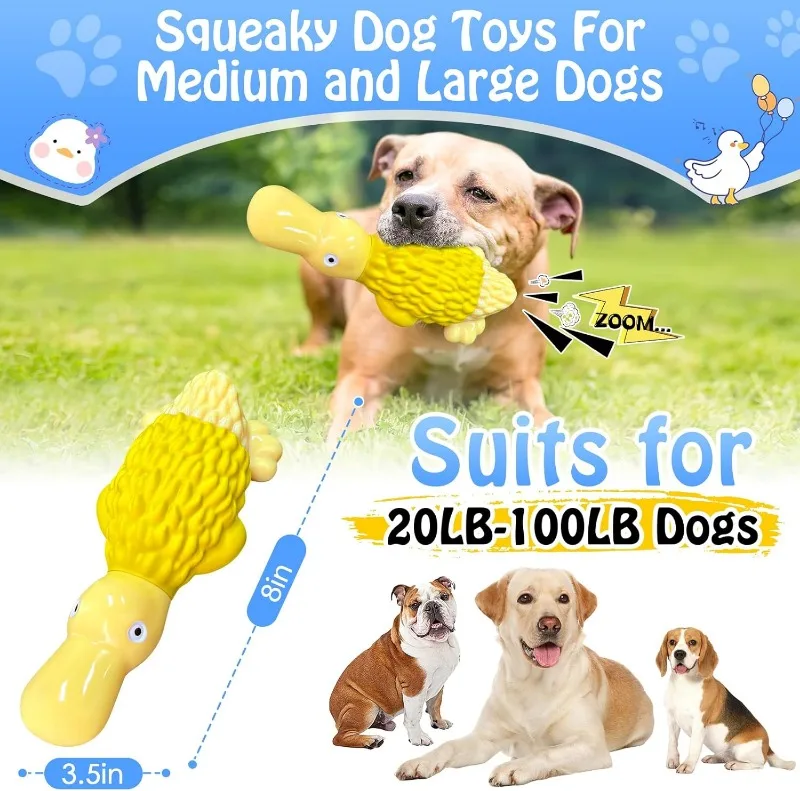 Brinquedos de mastigar resistentes para mastigadores agressivos, brinquedos grandes para cães estridentes de todos os tamanhos, amarelo