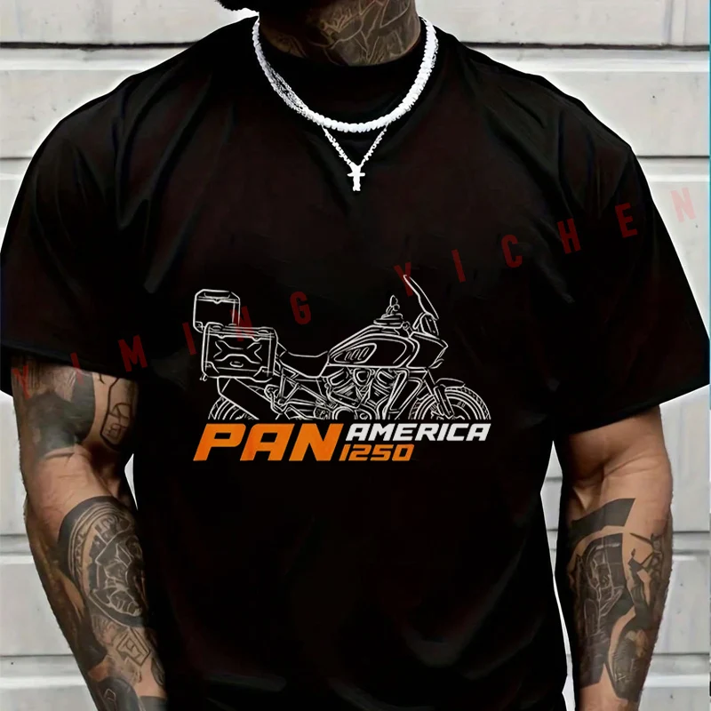 

2026 Motorbike Men TShirt Casual Pan America CVO ADV Motorcycle T-shirt Short Sleeve Summer Chopper Vintage Streetwear Top Tees