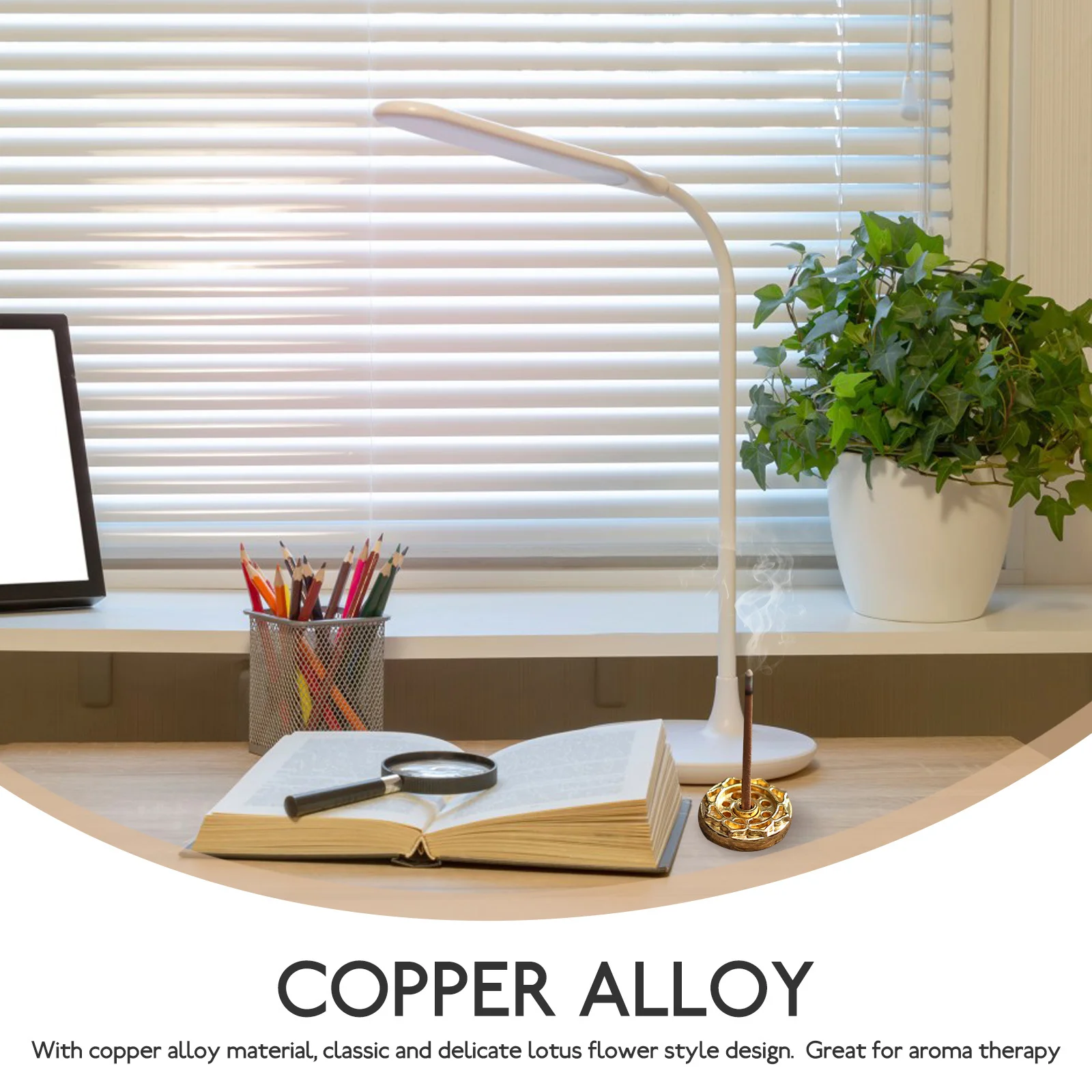 

10Pcs Incense Holder Copper Alloy Lotus Flower Design Aroma Therapy Ornament Home Tea Gift Golden