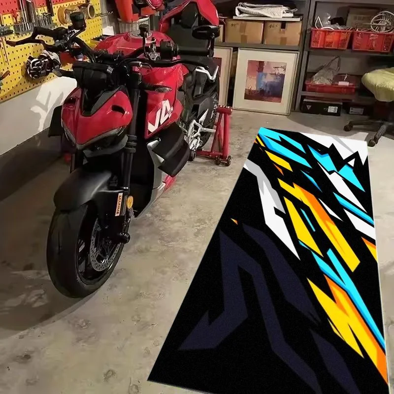 VIKAMA Colorful Sharp Racing Graphic Pit Mat Street Sport Anti Slip Rug For Garage Motorbike Parking Workshop Display Carpet