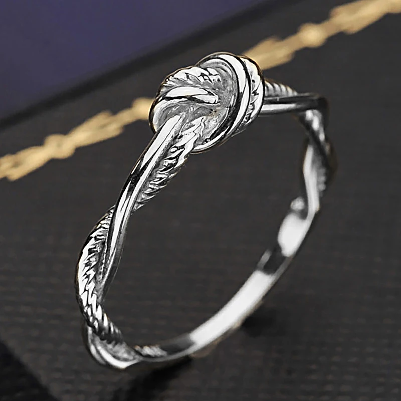 GRA Intertwined Knot Rings for Women Gift Real 925 Sterling Silver Original Dating Ring Luxury Quality Fine Jewelry Accessories