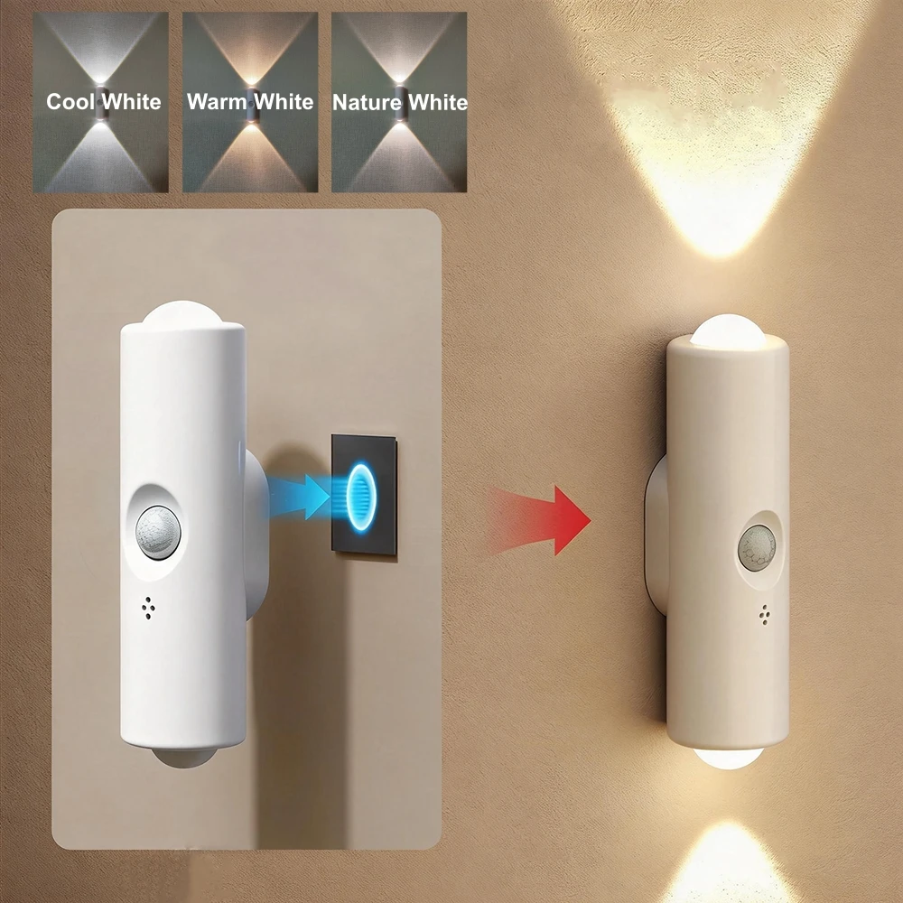 

LED Night Light with Motion Sensor - Wireless Wall Lamp Sunset Effect Magnetic Rechargeable for Stair Cabinet Hallway Room Decor