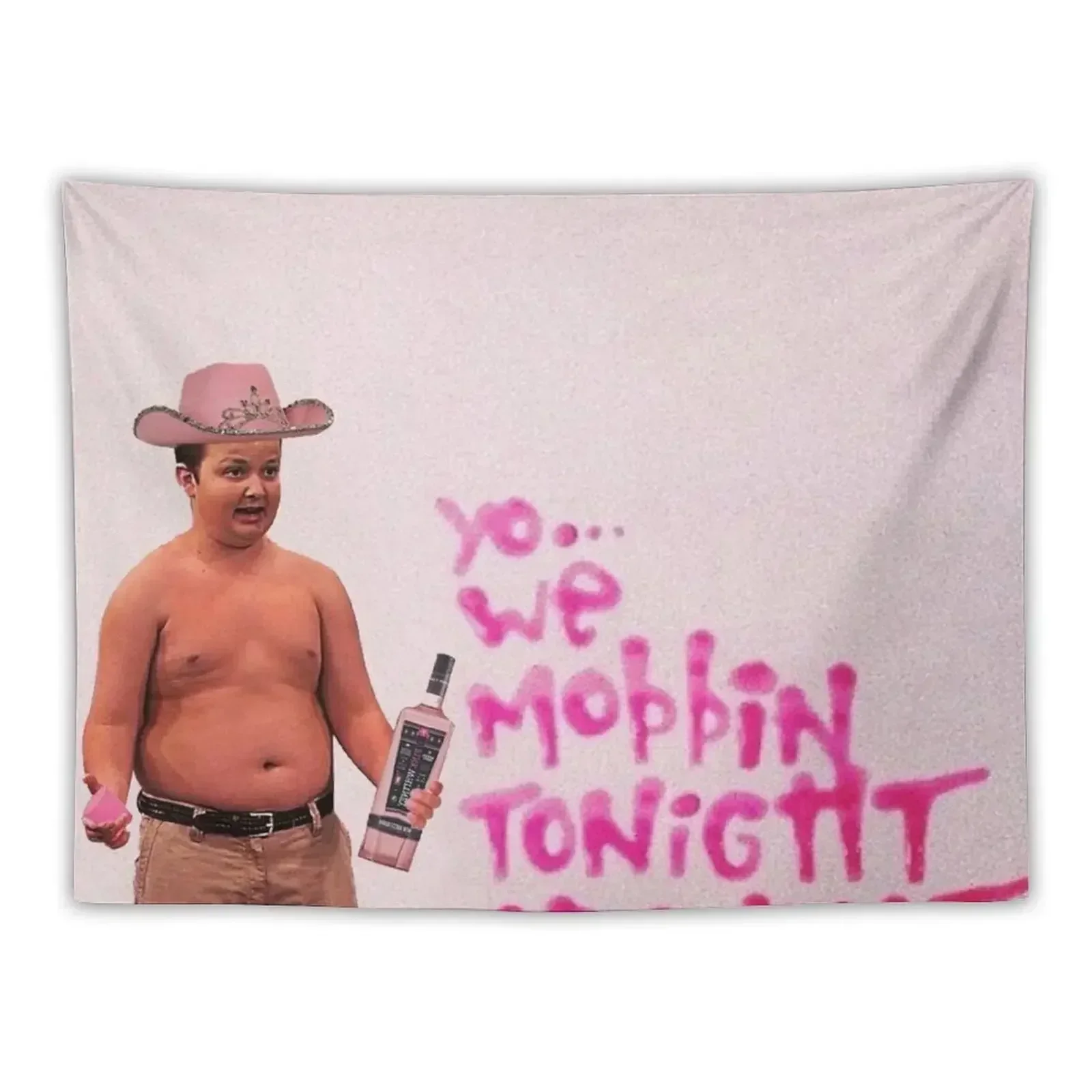 Gibby Pink Cowboy Hat Mobbin Or What? Tapestry Cute Decor Bathroom Decor Tapestry