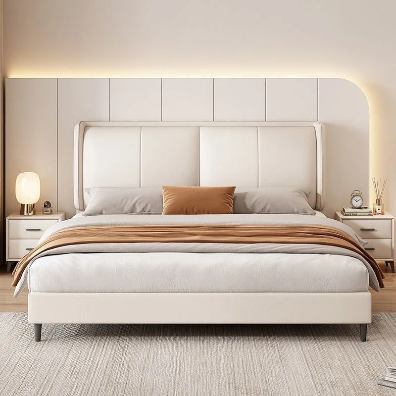 Massief houten bed, modern, eenvoudig, huishouden, tweepersoonsbed, hoofdslaapkamer, e****mical