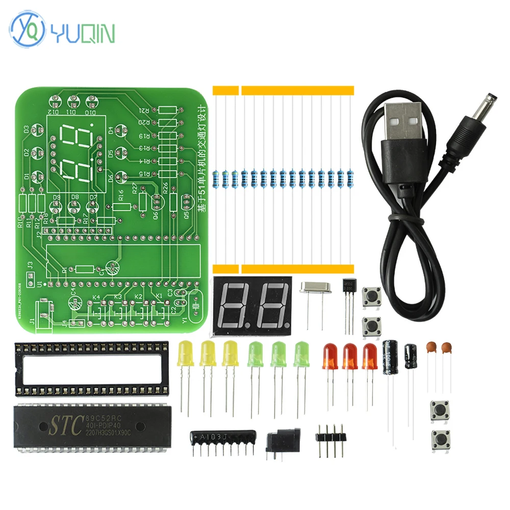 Traffic Signal Light 51 Microcontroller DIY Electronic Kit for Practicing Welding Circuit Board and Assembling Spare Parts