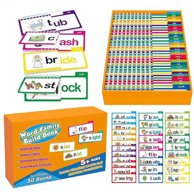

Sight Words Flash Cards Kindergarten Vocabulary Flashcards 30 Read And Rhyme Flipping Books for Kids Early Educational Supplies