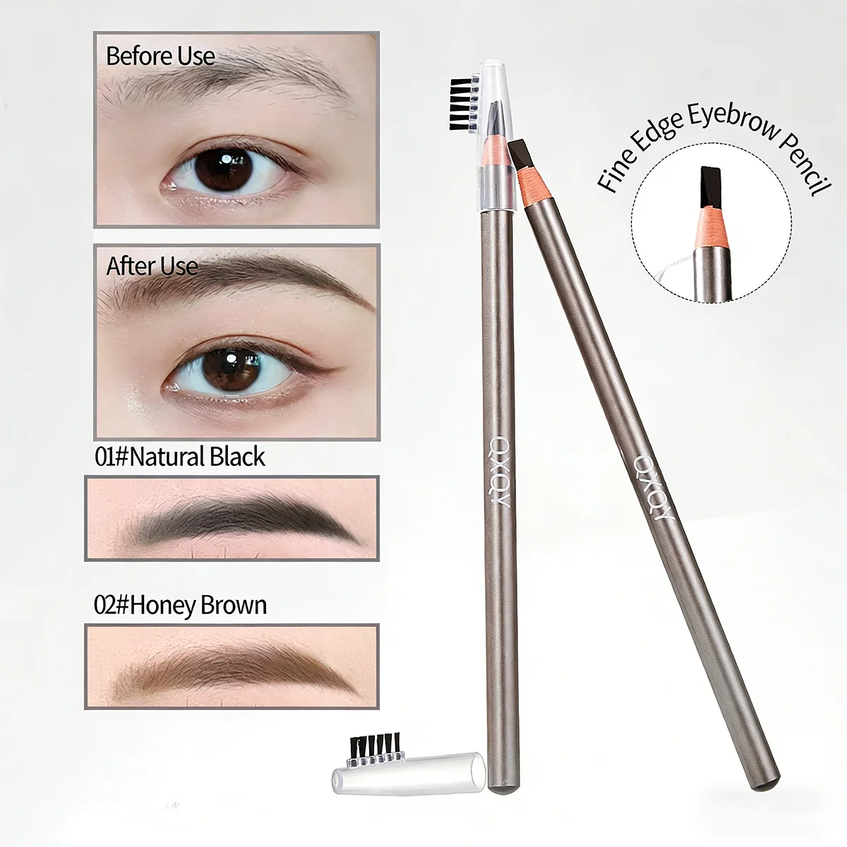QXQY 아이브로우 펜슬 방수 아이브로우 강화제 오래 지속되는 눈썹 화장품 전문가용 메이크업 브로우 리프트 페더 ﻿