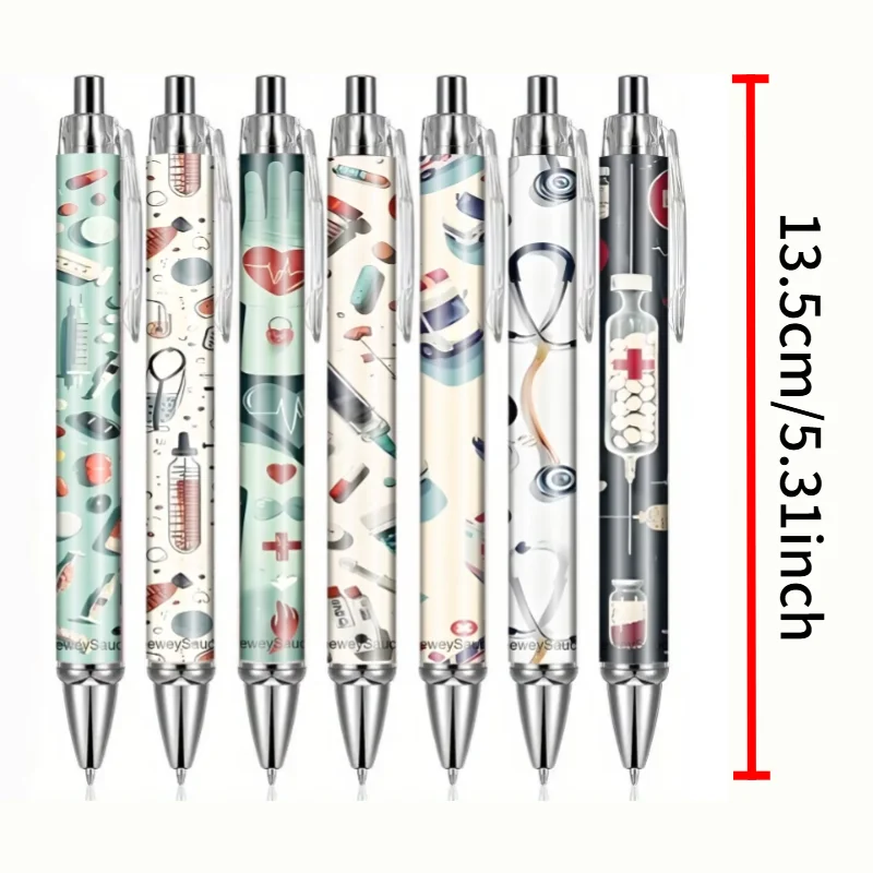 7/16 Pcs Creative Nurse Themed Ballpoint Pens, Retractable Medical Ink Pens, Desktop Decor Gifts & Daily Work Essentials