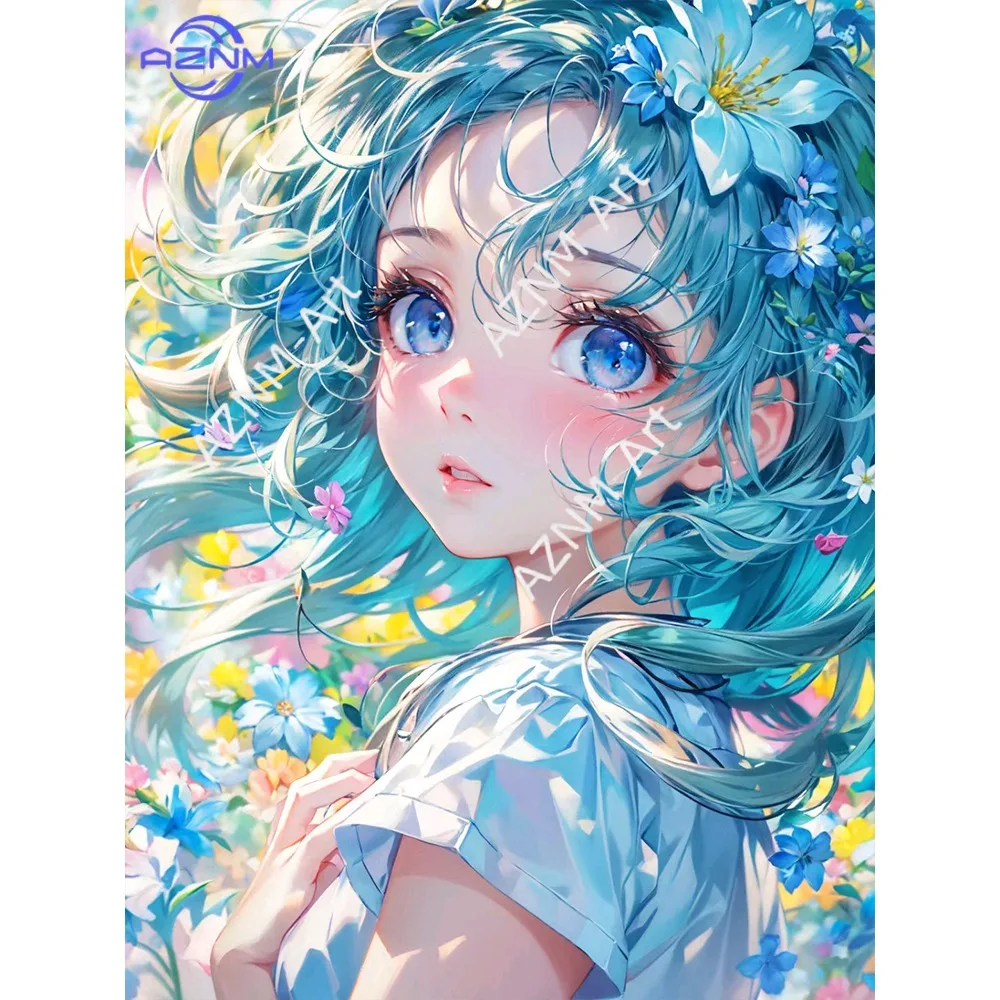1pc Diamond Painting Japanese Cartoon Girl Miku  Painting Cross  Art Mosaic Home Decor Gift view 5