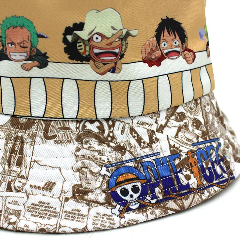 One Piece  Luffy Fisherman Hat Men Cartoon Anime Panama Hat Summer Women Outdoor Sun Protection Casual Bucket Hats Sun Cap Gift