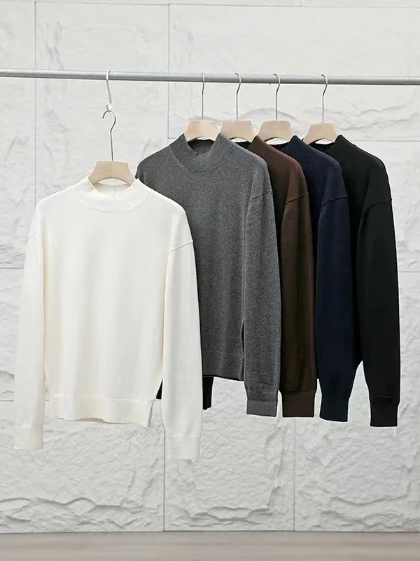 

Мужской трикотажный свитер Ele с высоким воротником, повседневный, эластичный, удобный, дышащий, для осени и зимы