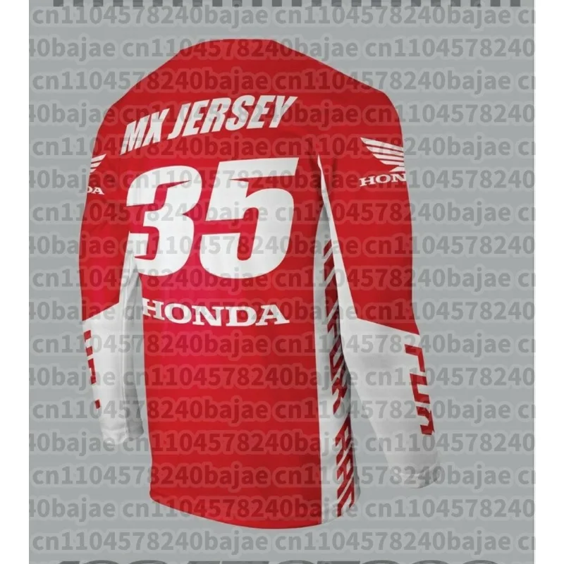 

Hot Sale Men's Vintage Motocross Style Long Sleeve Jersey Summer Outdoor Sports Breathable Speed Subduing Red Honda Top Tees