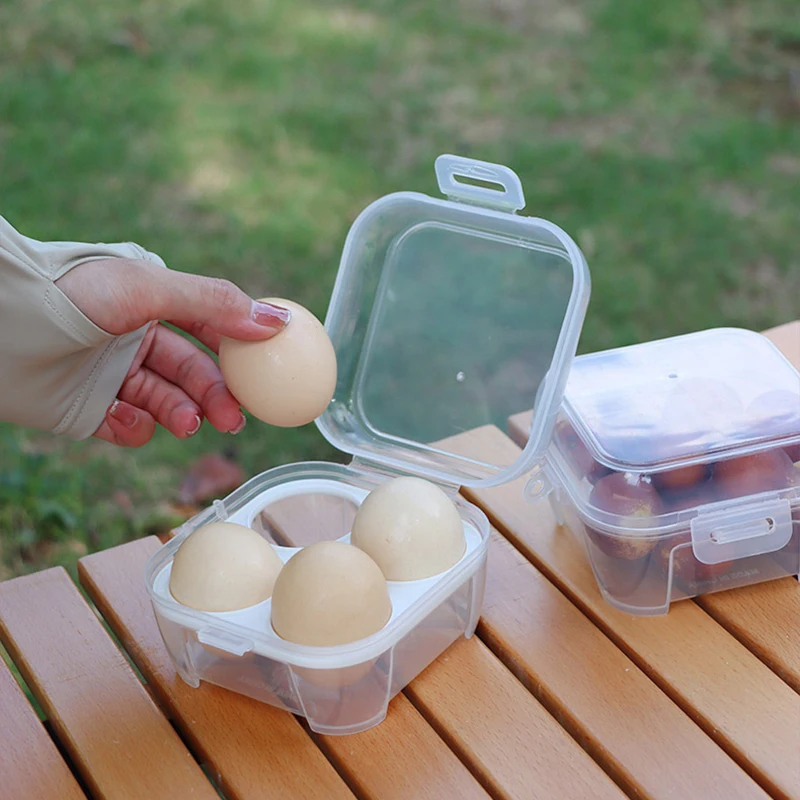 Egg Box 3/4/8 Grids Egg Holder Container For Outdoor Camping Picnic Eggs Box Case Anti-fall Egg Storage Boxes Kitchen Organizer