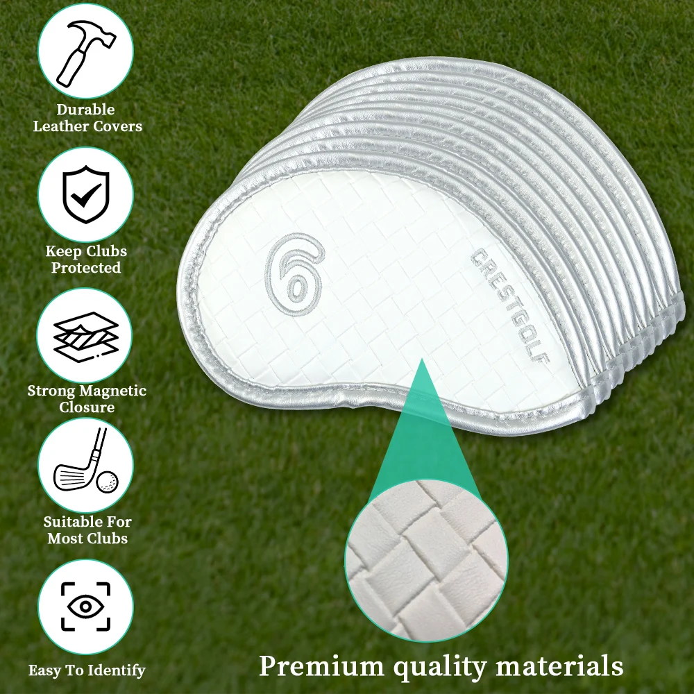 PU Leather Golf Irons Head Covers Set Protector Golf Headcover for Man Women #4-9PAS 9 Pcs/set