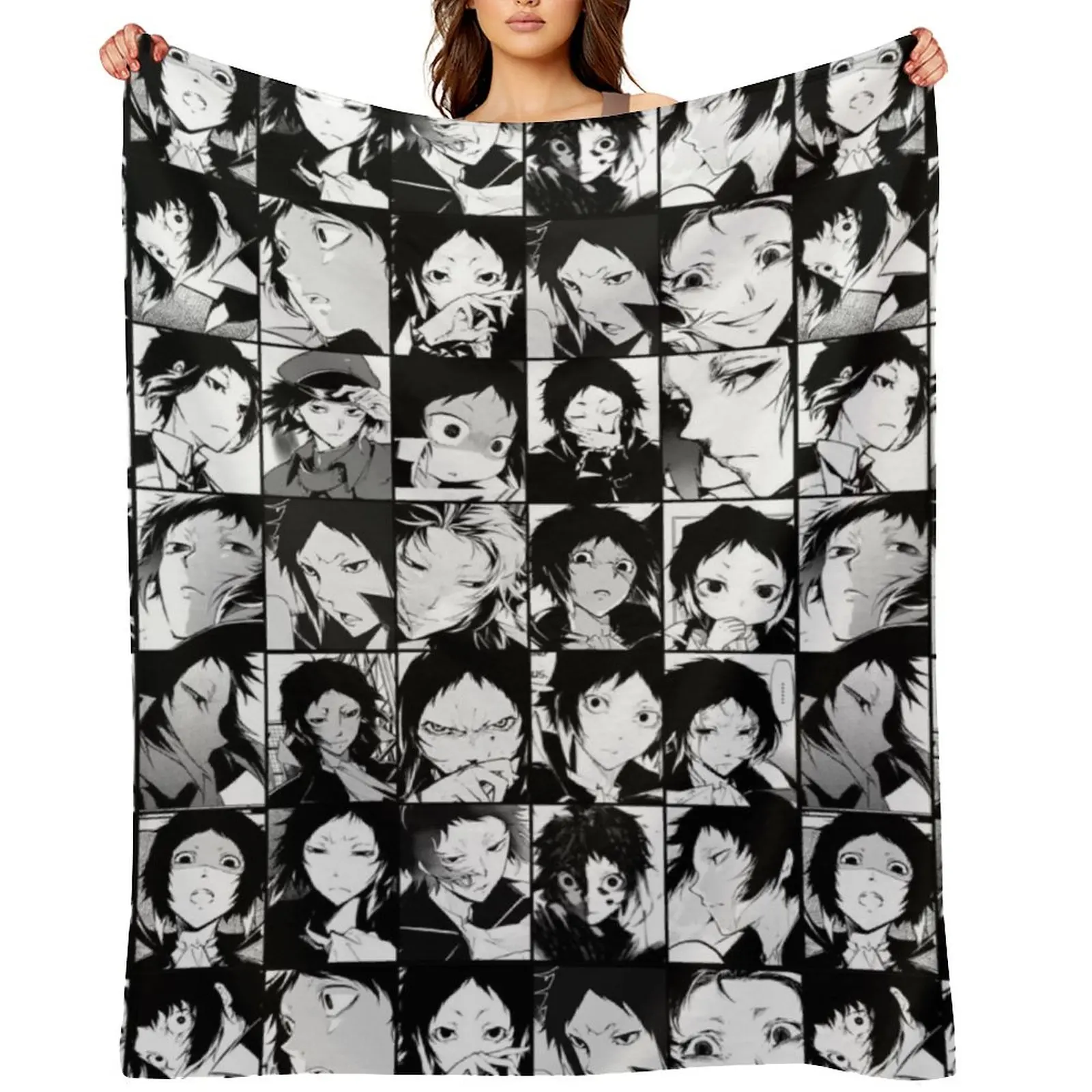 

Akutagawa Ryunosuke- collage black and white version Throw Blanket Giant Sofa Travel Decorative Beds Vintage Blankets