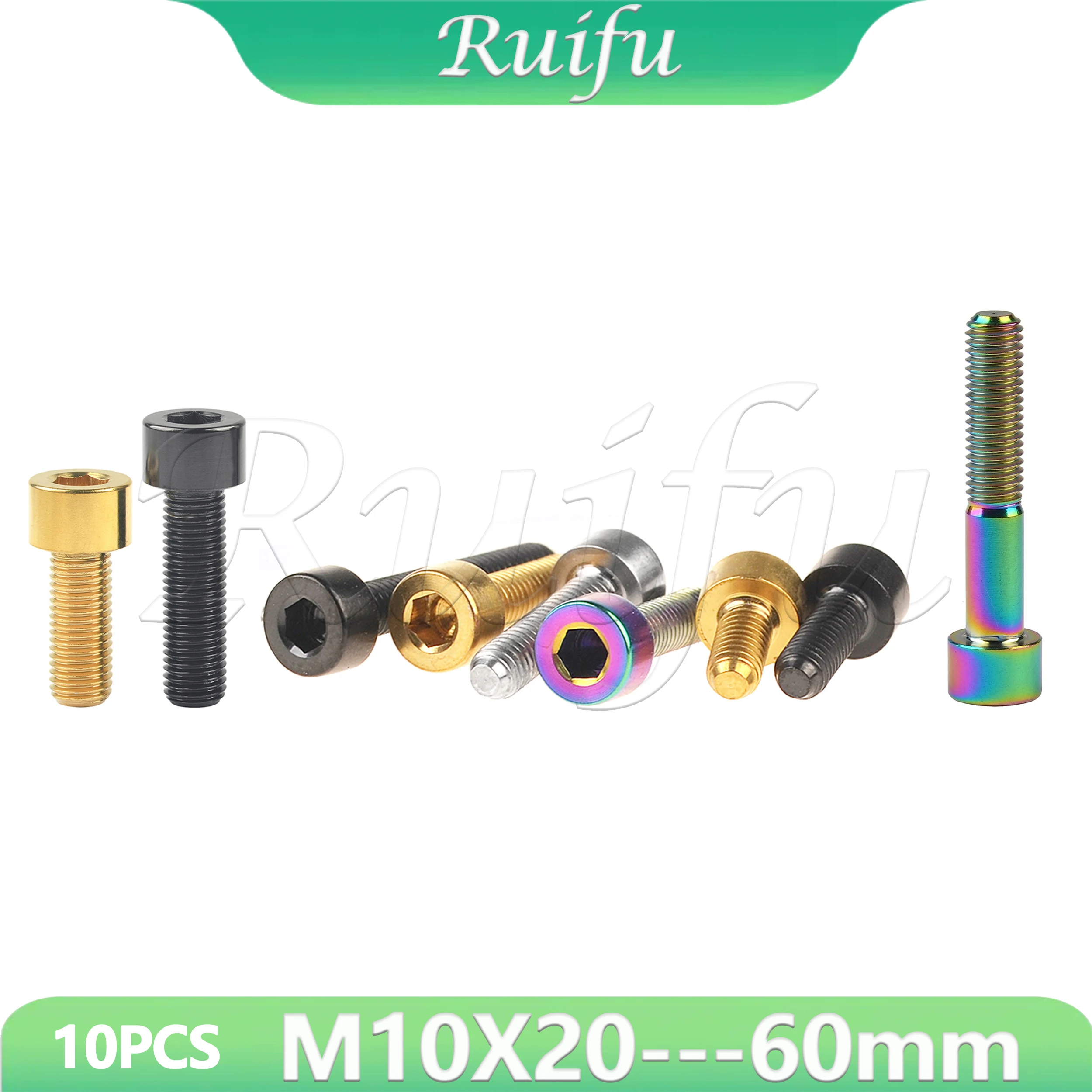 

Титановые болты Ruifu, 10 шт., шаг 1.25/1.5 мм, M10x20, 25, 30, 35, 40, 45, 50, 55, 60 мм, с цилиндрической головкой под торцевой ключ