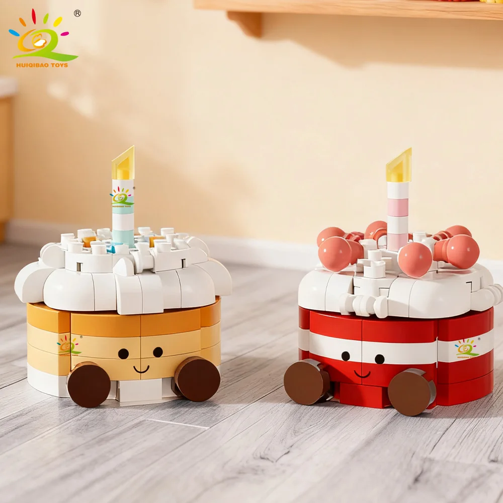 HUIQIBAO Mini Cartoon Geburtstagstorte Dessert Design Baustein-Set Mädchen DIY Erwachsenen-Modell Mikro-Bausteine Lernspielzeug Geschenk – Detail 5