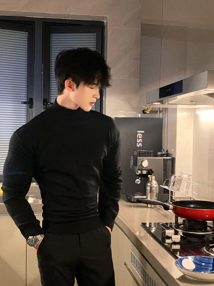 

Мужская двусторонняя термофутболка с длинным рукавом и высоким воротником, утепленная, для осени и зимы