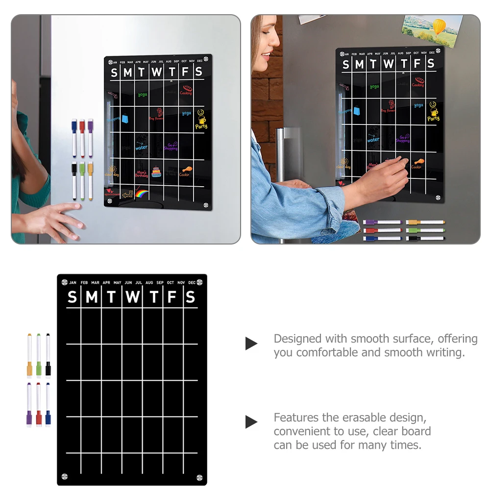 

1 set Magnetic Planner Set Black DIY Weekly Schedule Whiteboard Fridge Memo Board Sticker Reminders Note Taking