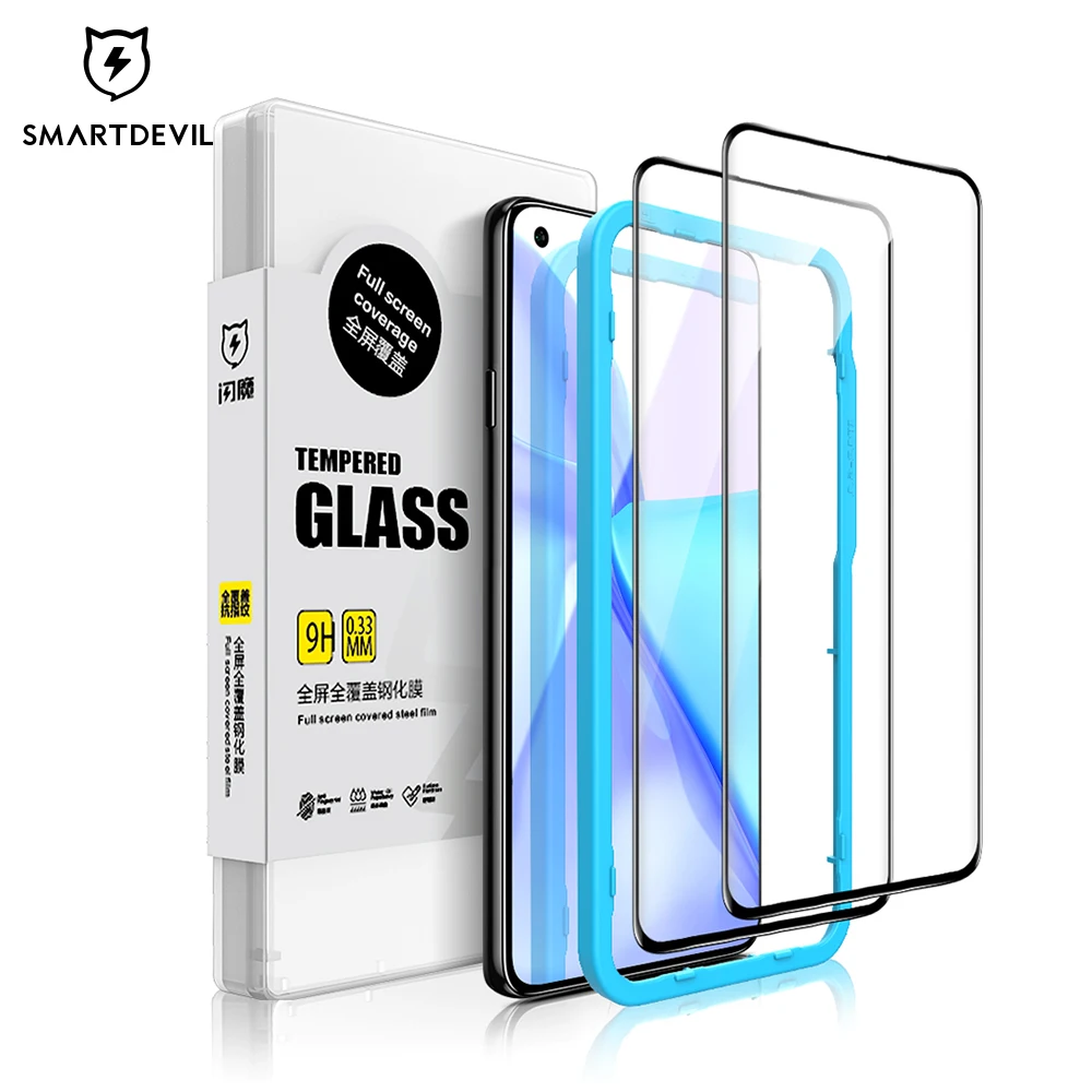 SmartDevil Screen Protector For Oneplus 10T 5G 9RT 9 9R Glass Full Coverag Tempered Glass HD Anti-fingerprint Installation Tool