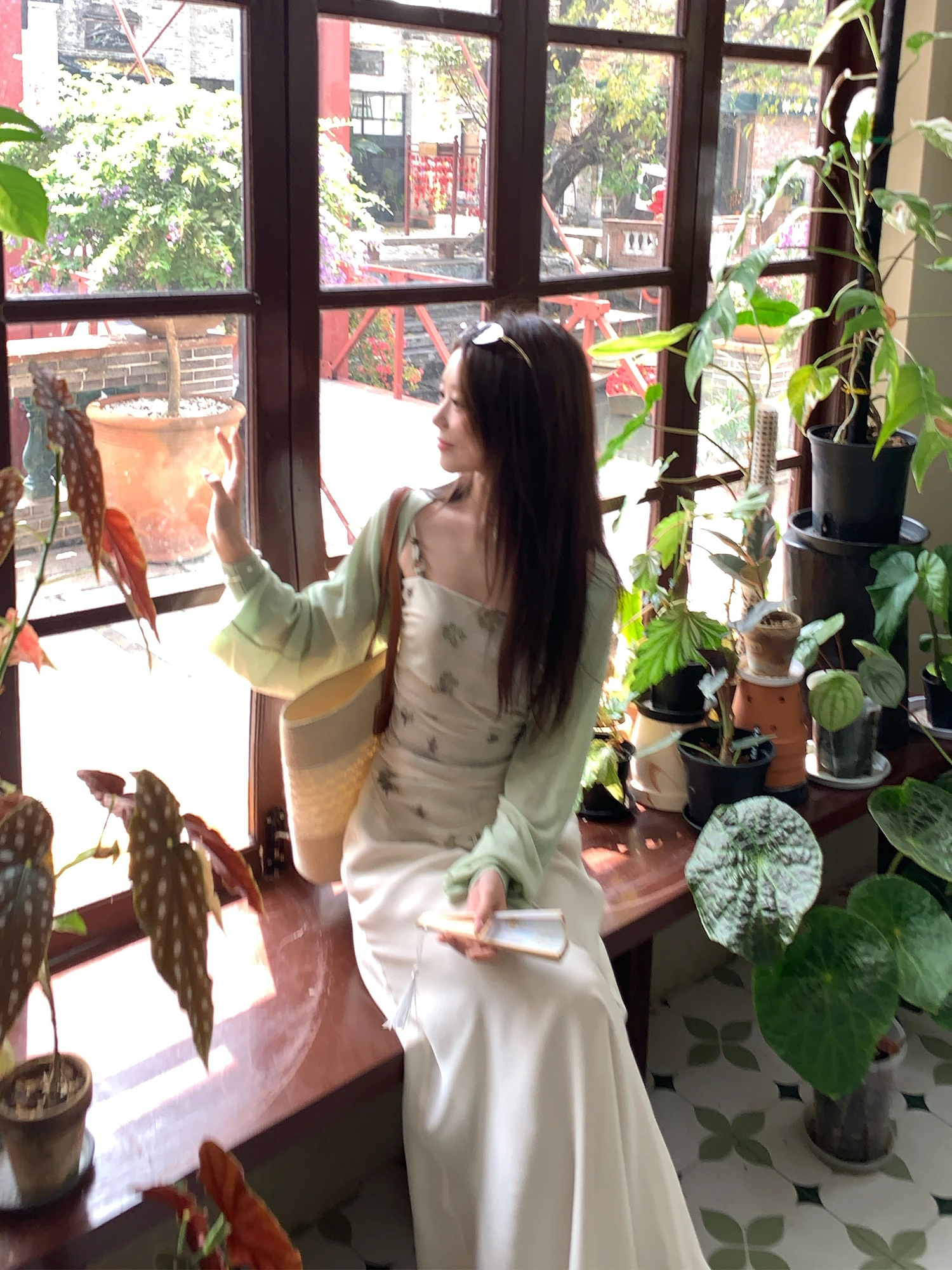 

New Chinese Sle Set Women's Cold Tone ature Spring Summer Bamboo adow Light Sve Long Cardigan And Tube Top