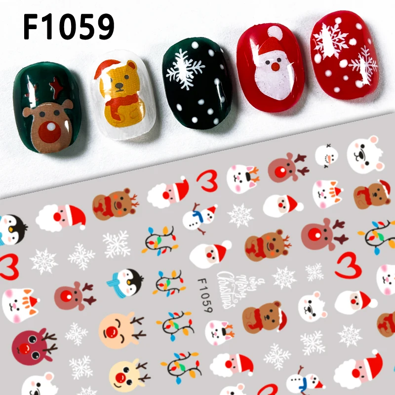 25PCS Pastel Xmas Nail Decals Delicate Snowflake Bow Pattern Self Adhesive Waterproof Stickers for Christmas Daily Wear Stickers