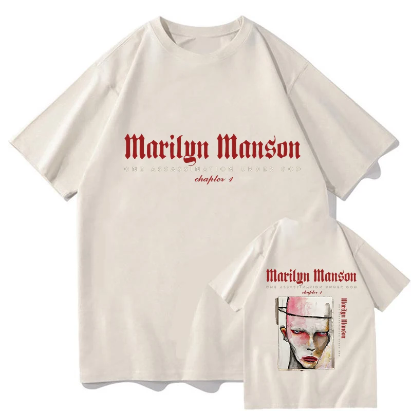 

Marilyn Manson Tour Tee-shirt Unisex Pure Cotton Fashion Casual Album Tshirt Cotton Tees Round Neck Men/Women T-shirt Streetwear