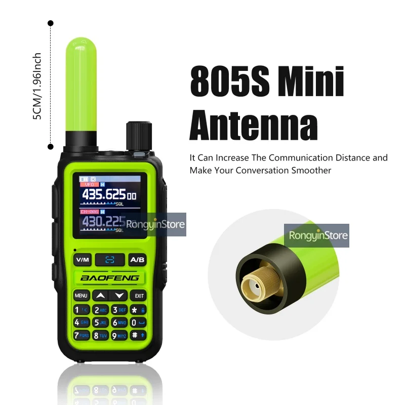 Baofeng Walkie Talkie UV 5R Mini Bluetooth 5W AM Dual-Band VHF/UHF USB-C Charging Flashlight Free 805S Green Antenna For Hunting